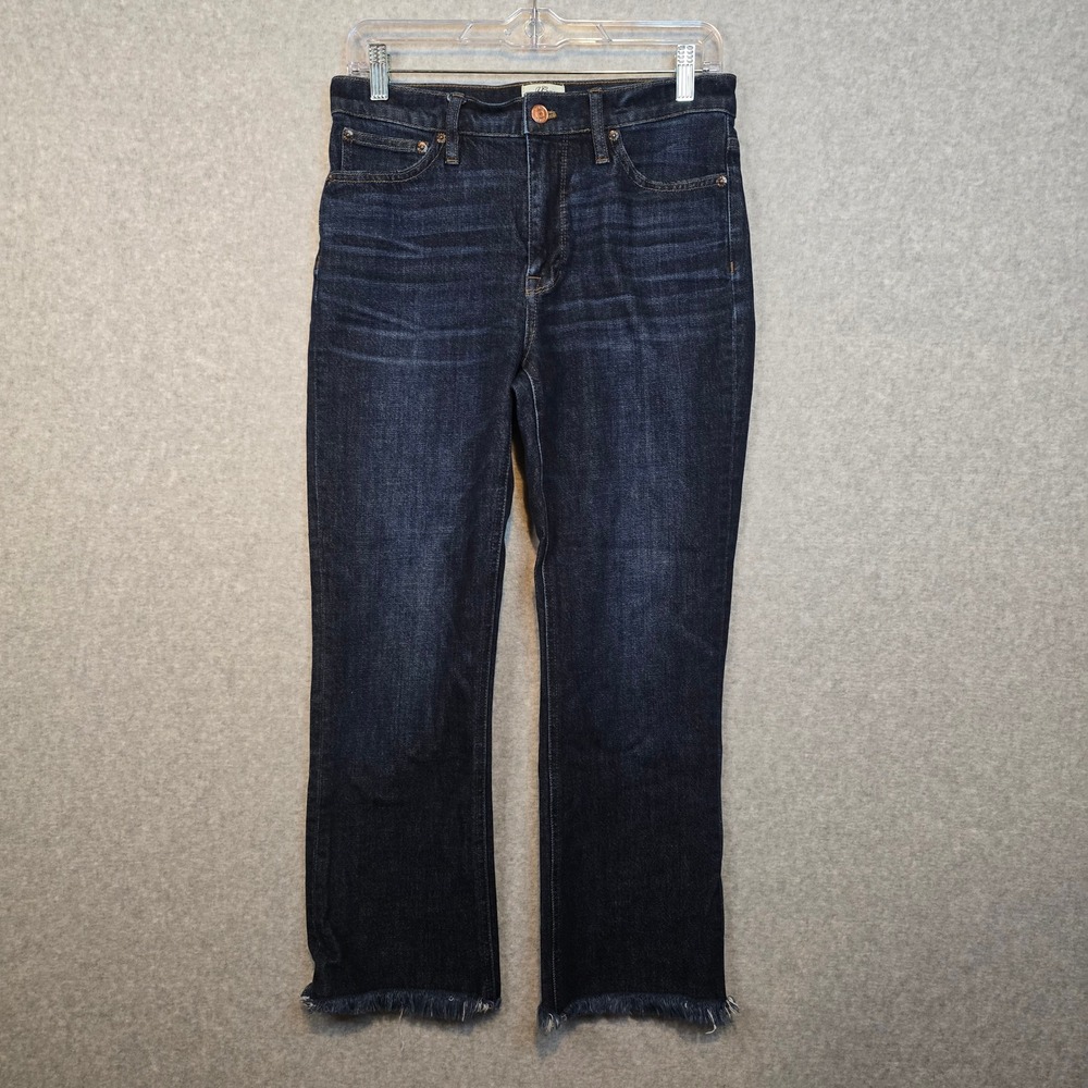 J.Crew Jeans Women 27 Billie Demi Boot Crop Dark Wash Raw Hem EUC